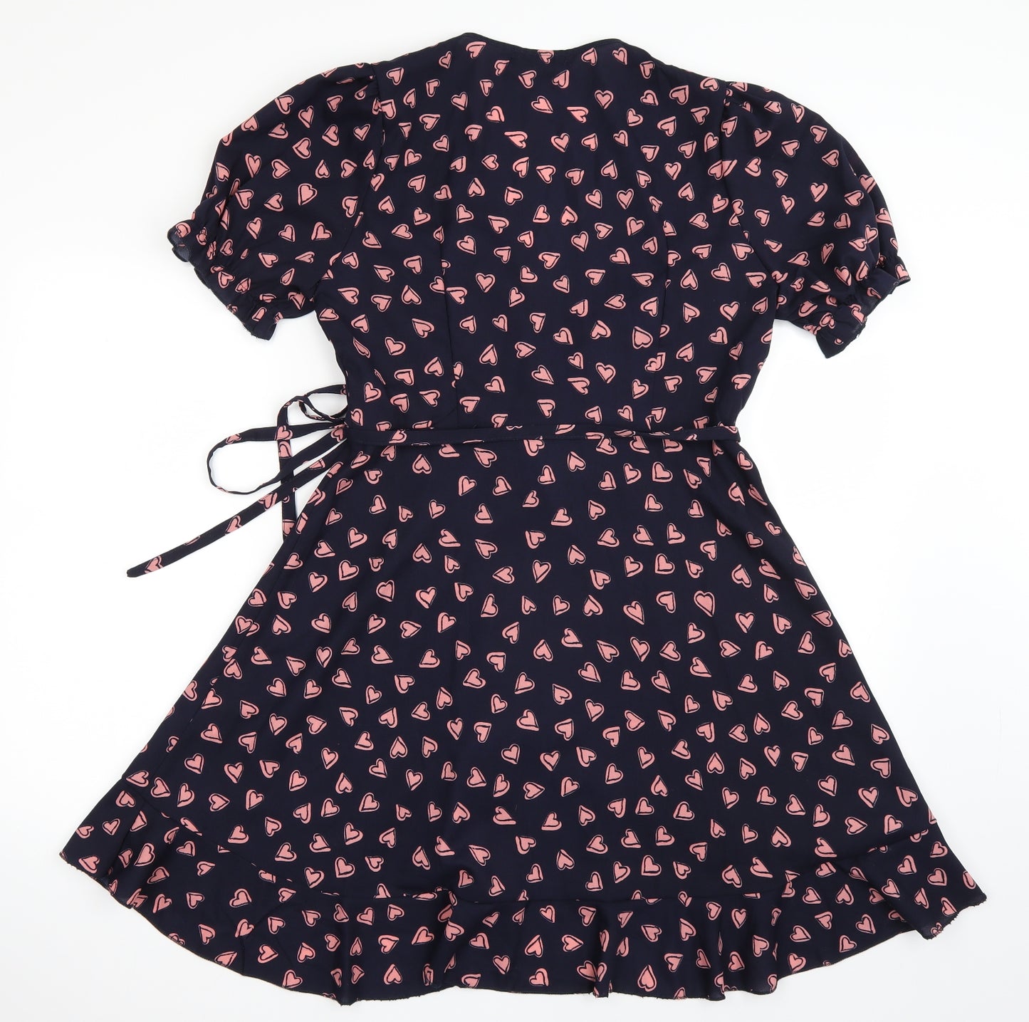 SheIn Womens Blue Polka Dot  Wrap Dress  Size M