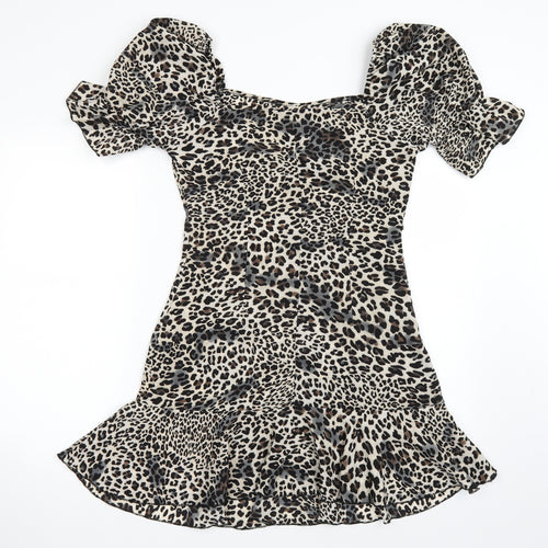 SheIn Womens Brown Animal Print  Mini  Size M