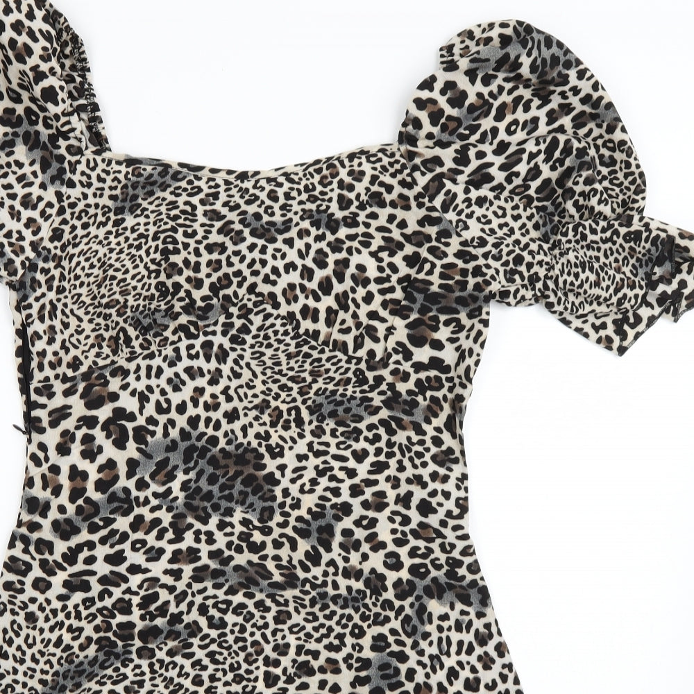 SheIn Womens Brown Animal Print  Mini  Size M