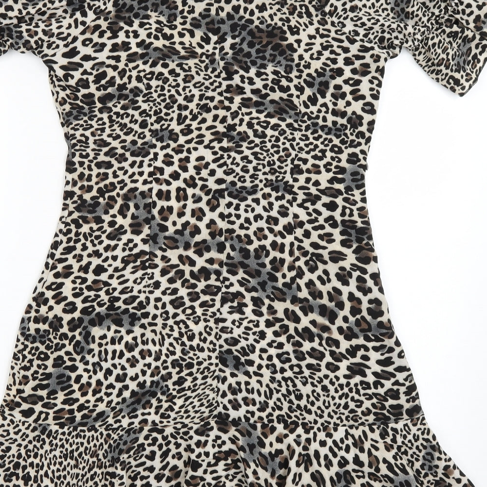 SheIn Womens Brown Animal Print  Mini  Size M