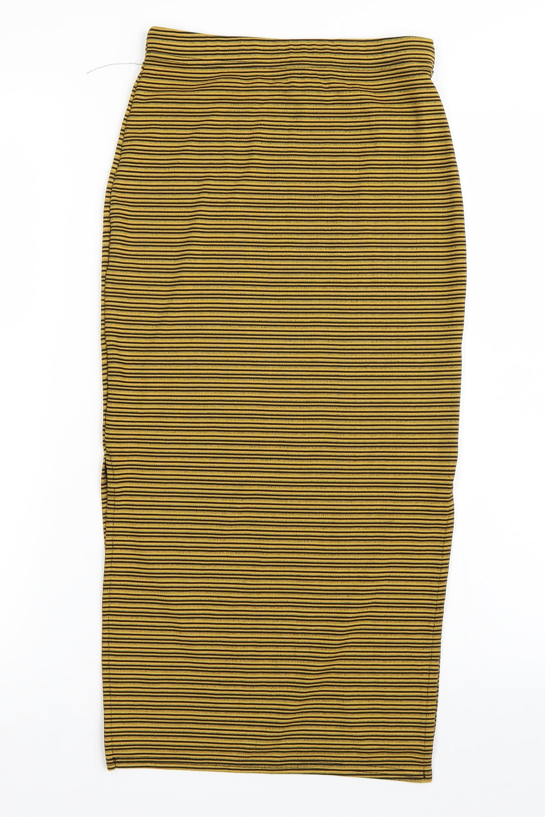 Select Womens Yellow Striped  Straight & Pencil Skirt Size 6  - Slits up both sides