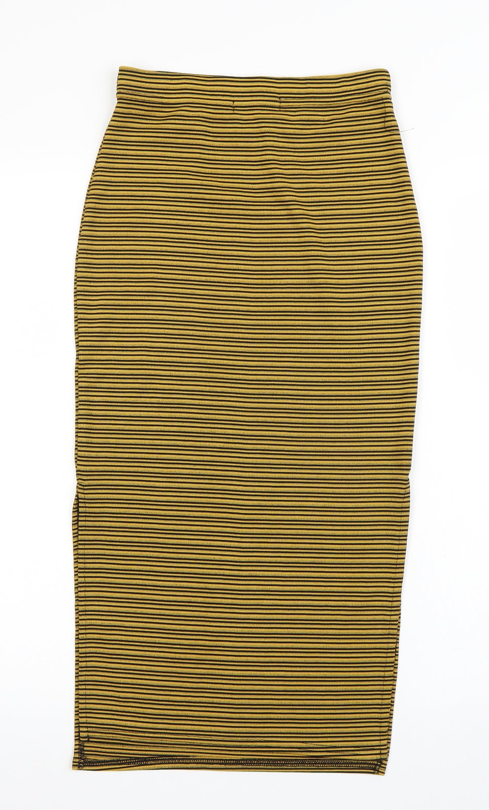 Select Womens Yellow Striped  Straight & Pencil Skirt Size 6  - Slits up both sides