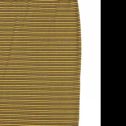 Select Womens Yellow Striped  Straight & Pencil Skirt Size 6  - Slits up both sides