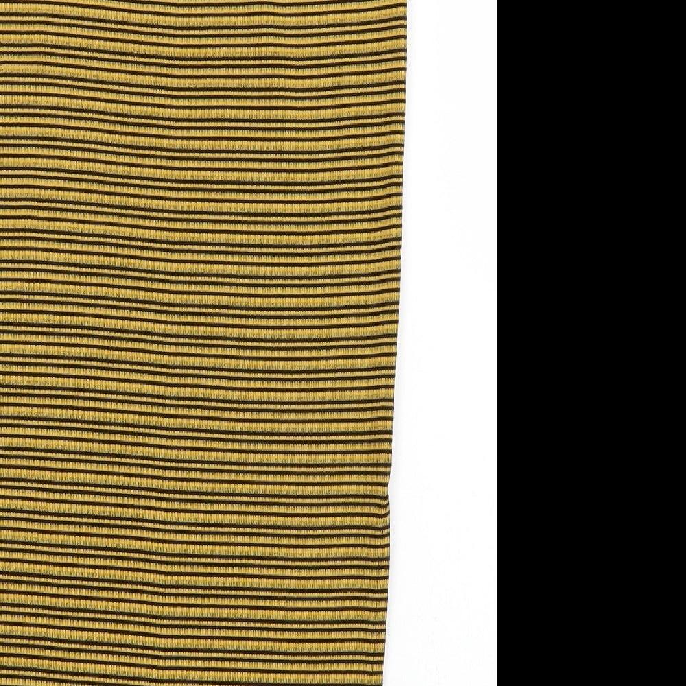 Select Womens Yellow Striped  Straight & Pencil Skirt Size 6  - Slits up both sides