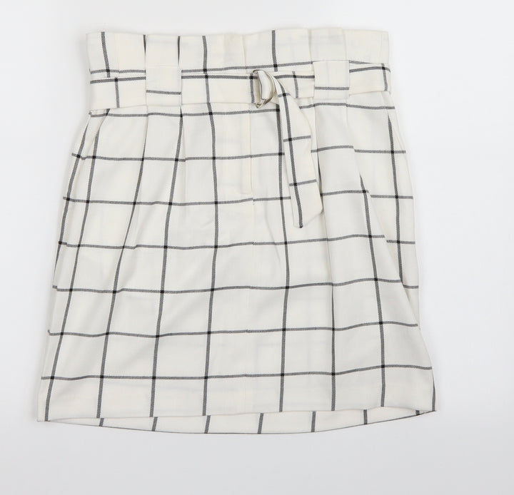 Miss Selfridge Womens White Check  Mini Skirt Size 8