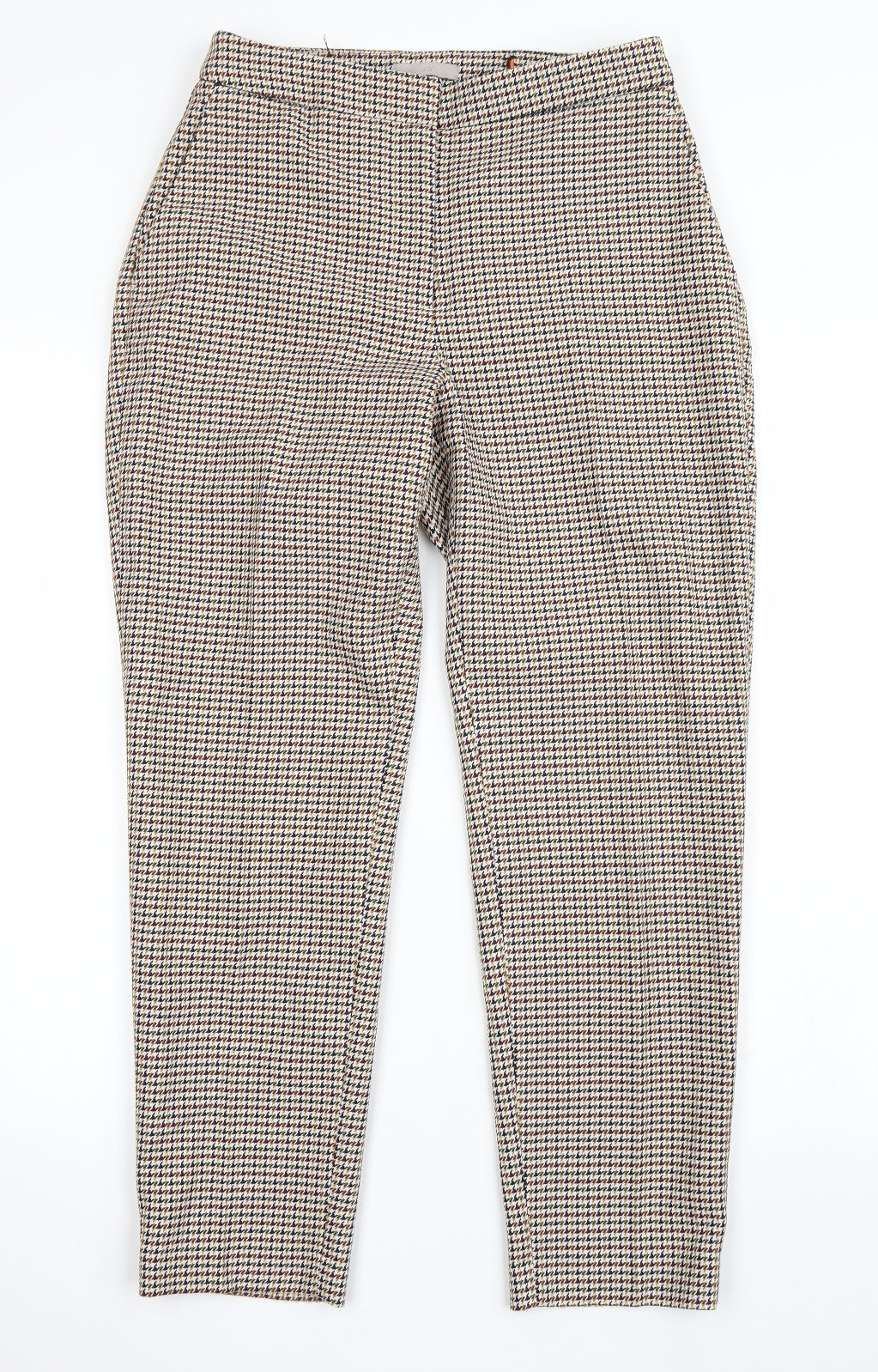 H&M Womens Beige Check  Trousers  Size 10 L26 in
