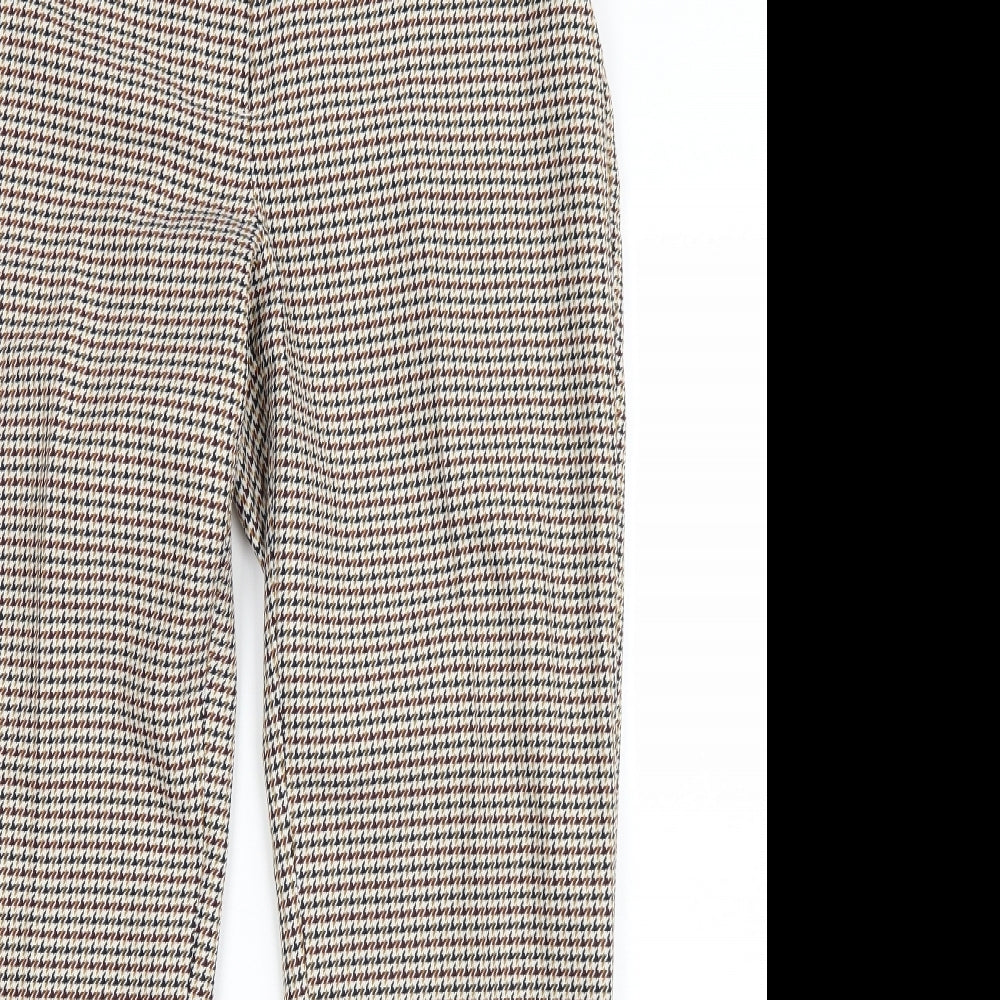 H&M Womens Beige Check  Trousers  Size 10 L26 in