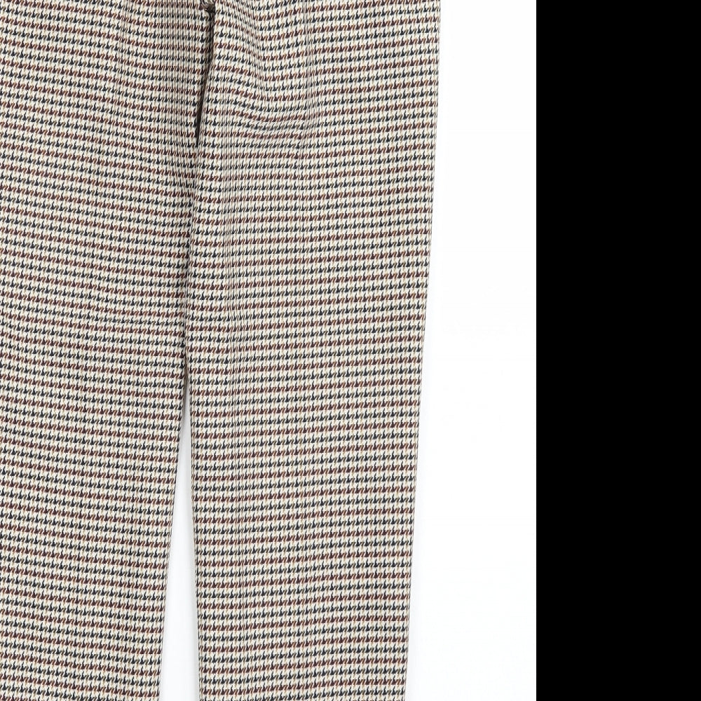 H&M Womens Beige Check  Trousers  Size 10 L26 in