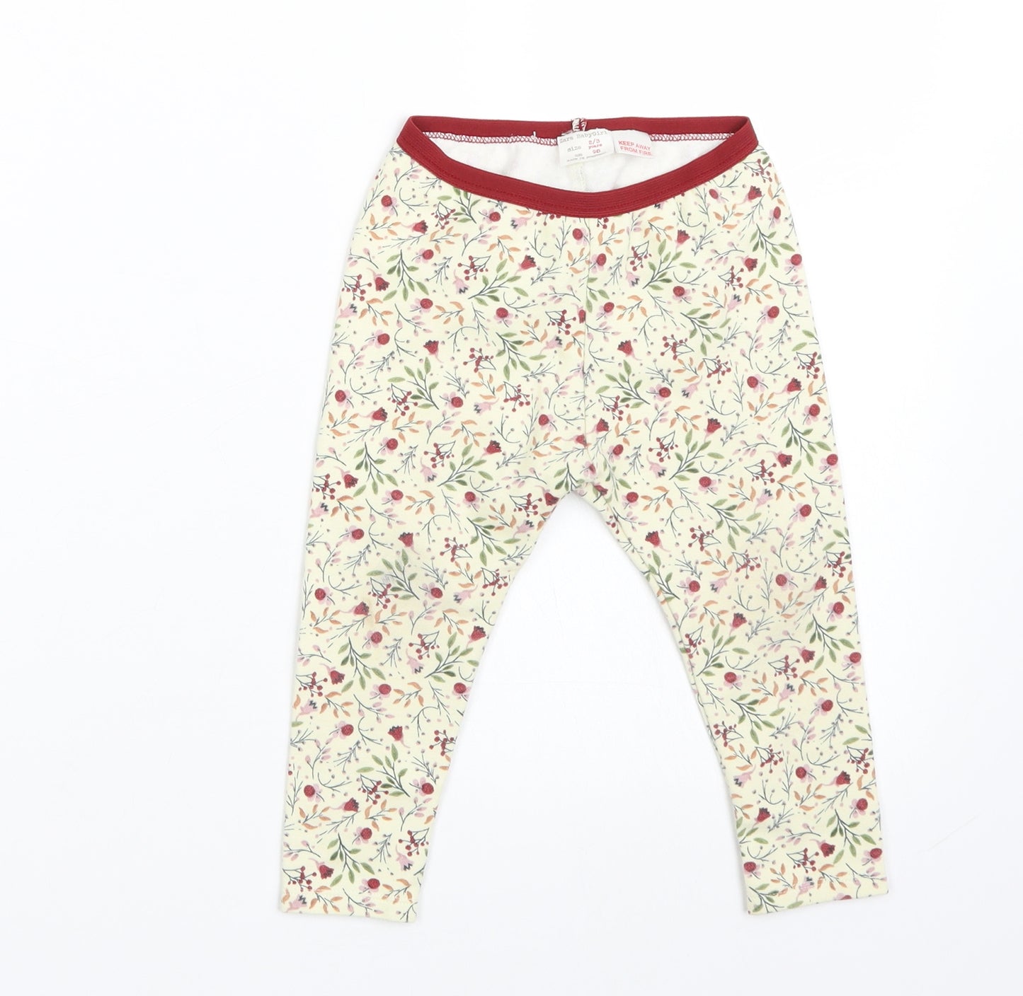 Zara Girls Yellow Floral   Trousers Size 2-3 Years