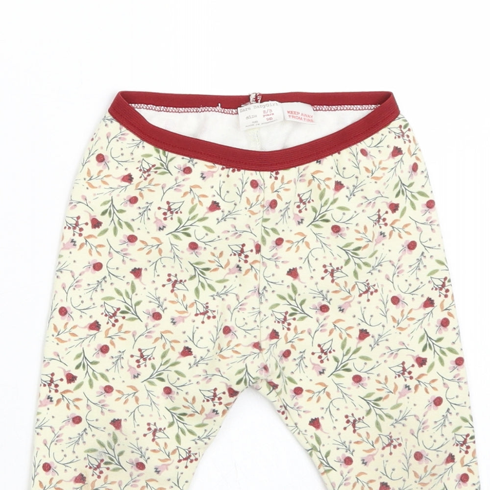 Zara Girls Yellow Floral   Trousers Size 2-3 Years