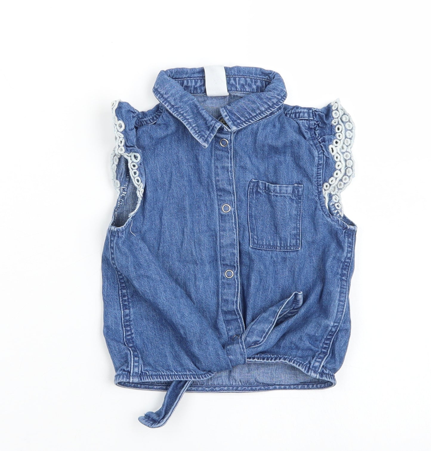 H&M Girls Blue   Basic Button-Up Size 3-4 Years