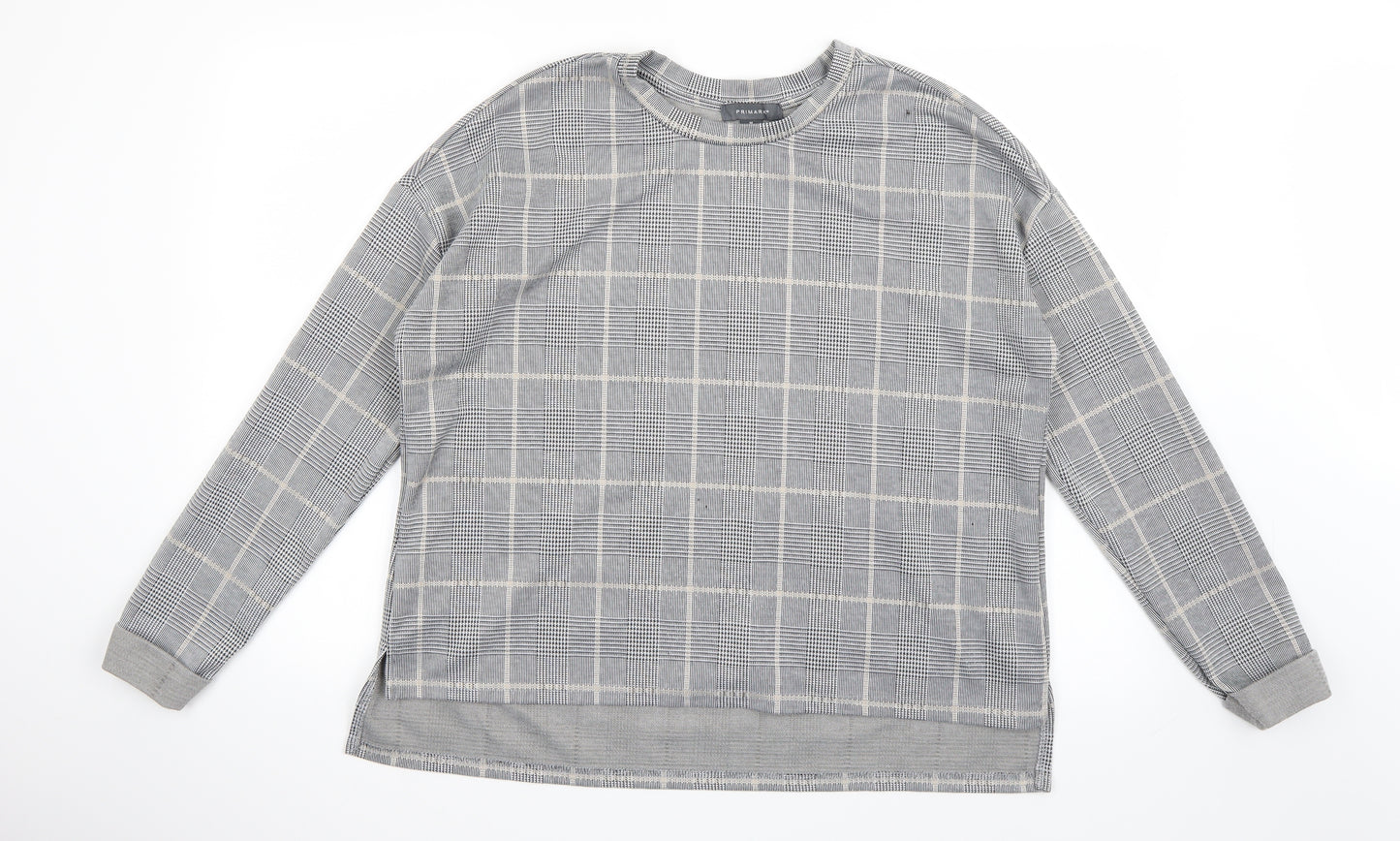 Primark Womens Grey Check  Pullover Sweatshirt Size M