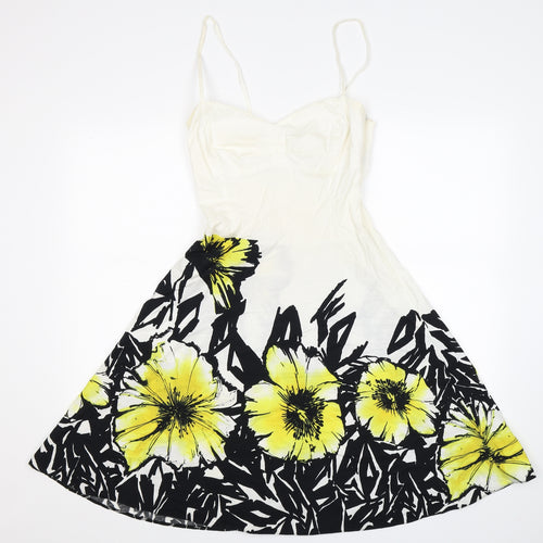 bay Womens White Floral  Fit & Flare  Size 8