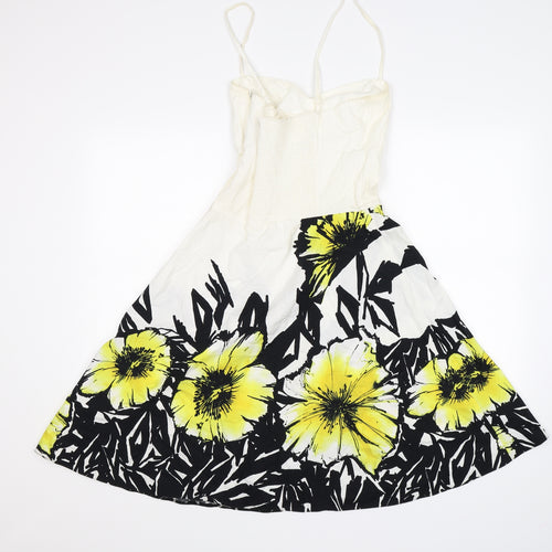 bay Womens White Floral  Fit & Flare  Size 8
