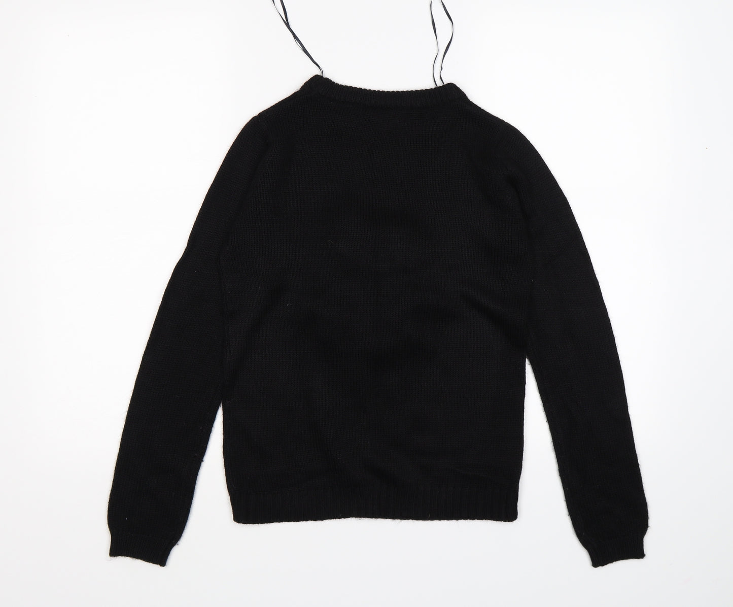 Brave Soul Womens Black  Knit Pullover Jumper Size 12  - pom pom polar