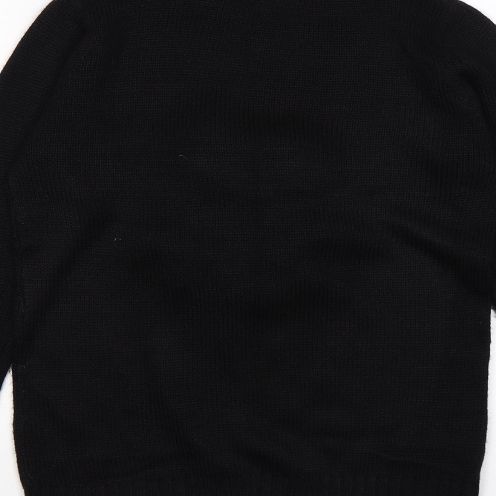 Brave Soul Womens Black  Knit Pullover Jumper Size 12  - pom pom polar