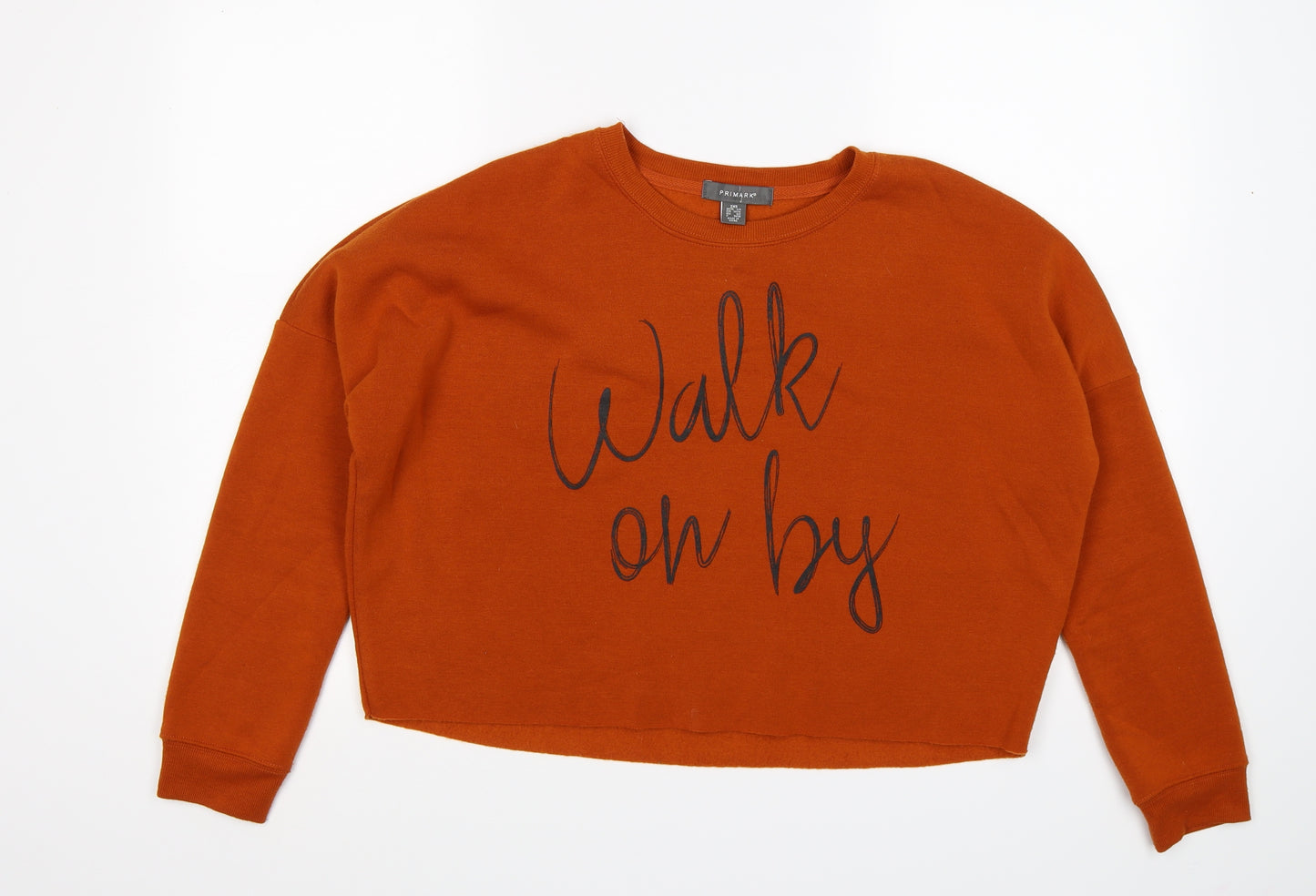 Primark Womens Brown  Jersey Pullover Sweatshirt Size 2XS  - walk on by. oversized crop