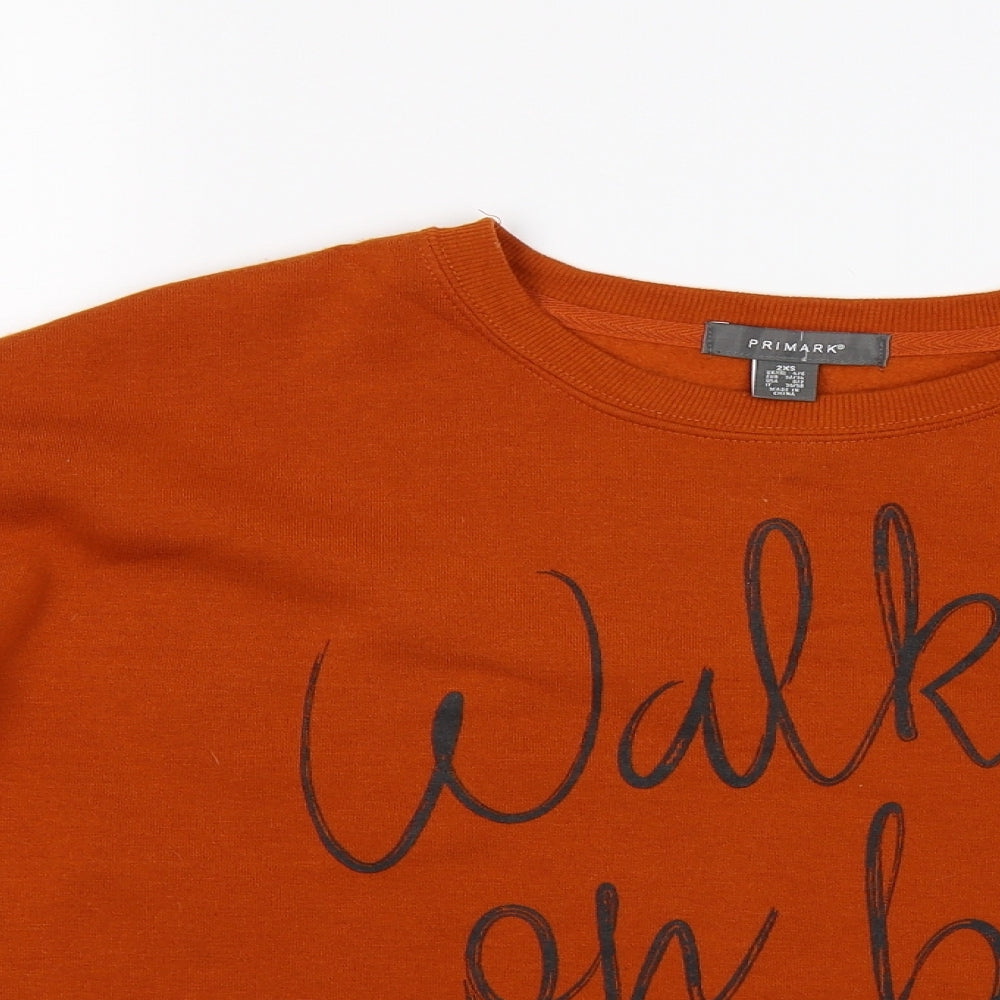 Primark Womens Brown  Jersey Pullover Sweatshirt Size 2XS  - walk on by. oversized crop