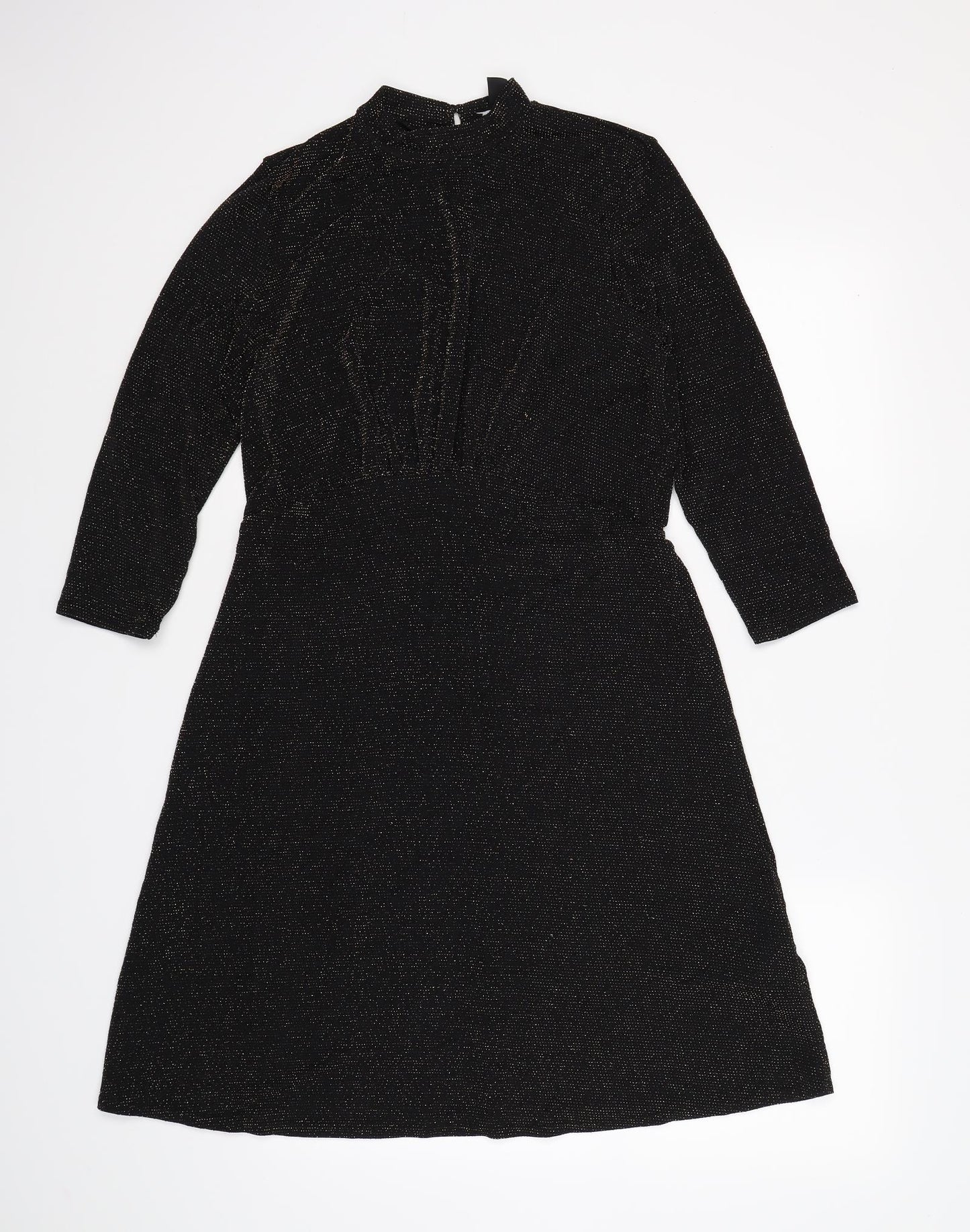 New Look Womens Black Polka Dot  Tunic Jumper Size 14  - gold