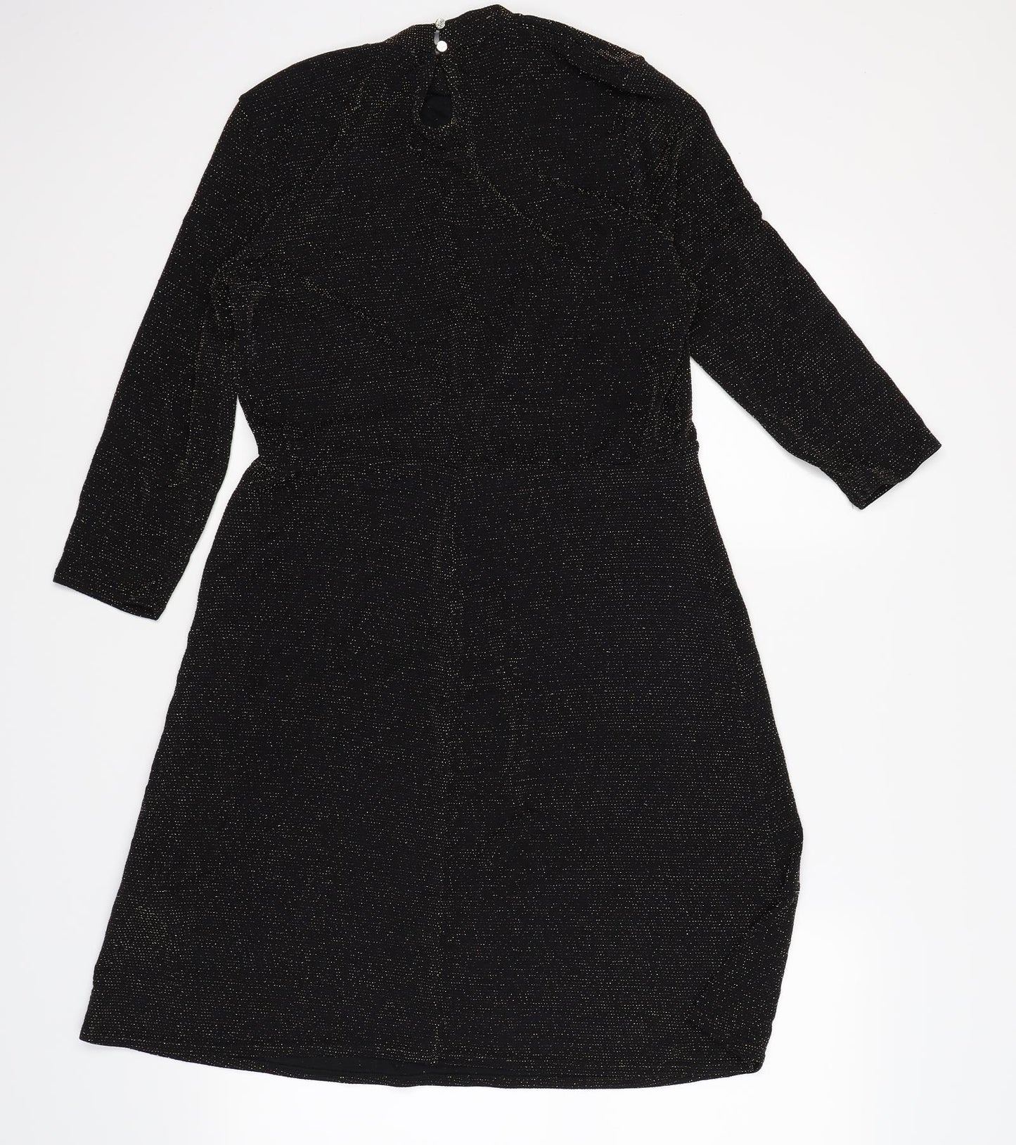 New Look Womens Black Polka Dot  Tunic Jumper Size 14  - gold