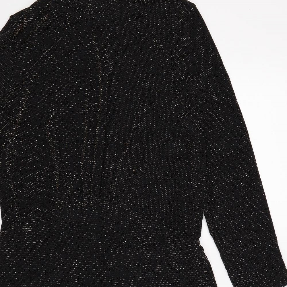 New Look Womens Black Polka Dot  Tunic Jumper Size 14  - gold
