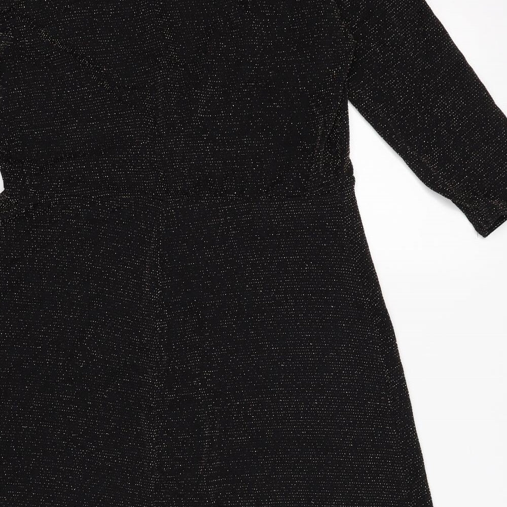 New Look Womens Black Polka Dot  Tunic Jumper Size 14  - gold