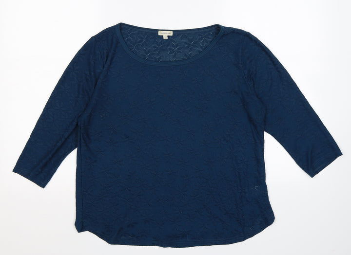 River Island Womens Blue Floral Knit Pullover Jumper Size 12