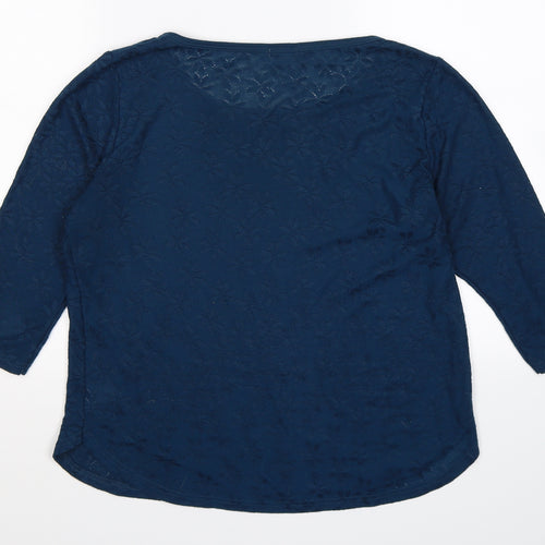 River Island Womens Blue Floral Knit Pullover Jumper Size 12