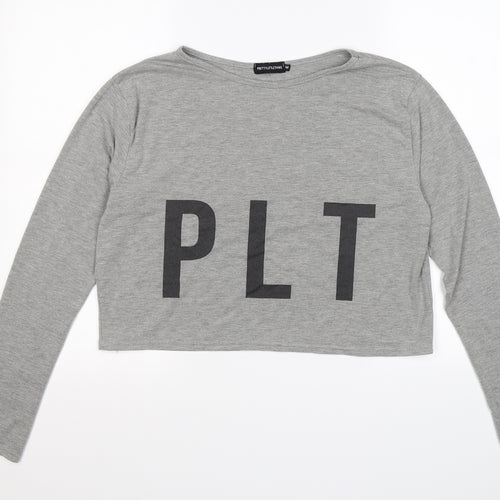 Pretty Little Thing  Womens Grey   Cropped T-Shirt Size 12  - PLT