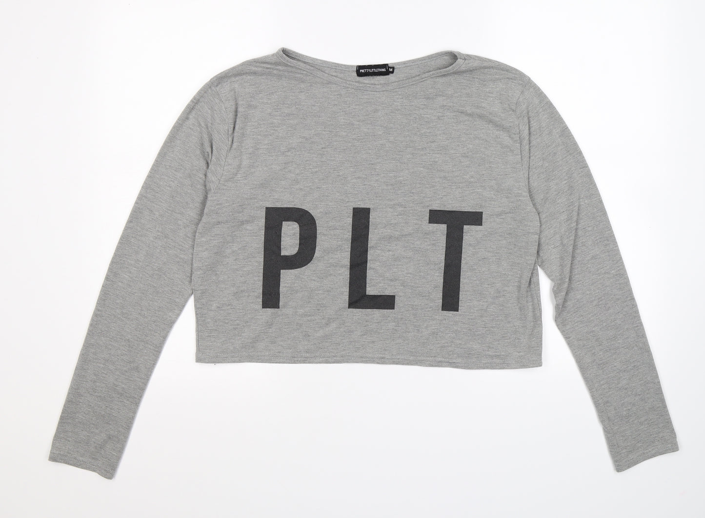 Pretty Little Thing  Womens Grey   Cropped T-Shirt Size 12  - PLT