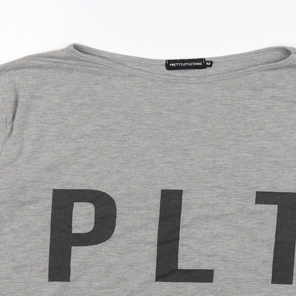 Pretty Little Thing  Womens Grey   Cropped T-Shirt Size 12  - PLT