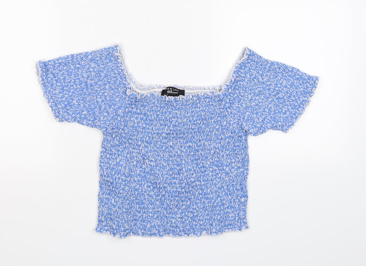 New Look Girls Blue Floral Crepe Cropped Casual Size 14-15 Years