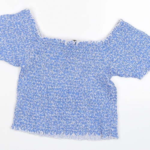 New Look Girls Blue Floral Crepe Cropped Casual Size 14-15 Years