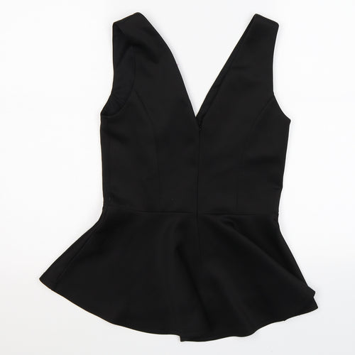 Lipsy Womens Black  Satin Tunic Tank Size 10  - belted peplum