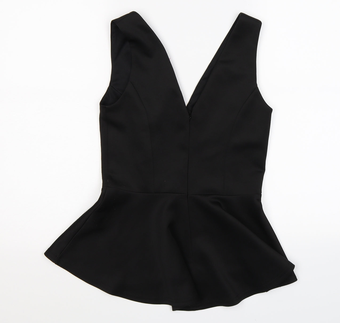 Lipsy Womens Black  Satin Tunic Tank Size 10  - belted peplum