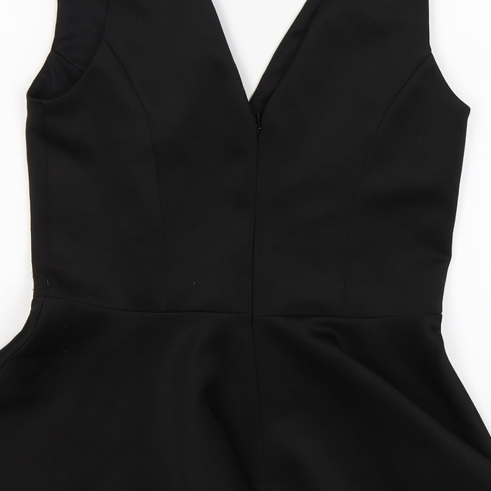 Lipsy Womens Black  Satin Tunic Tank Size 10  - belted peplum