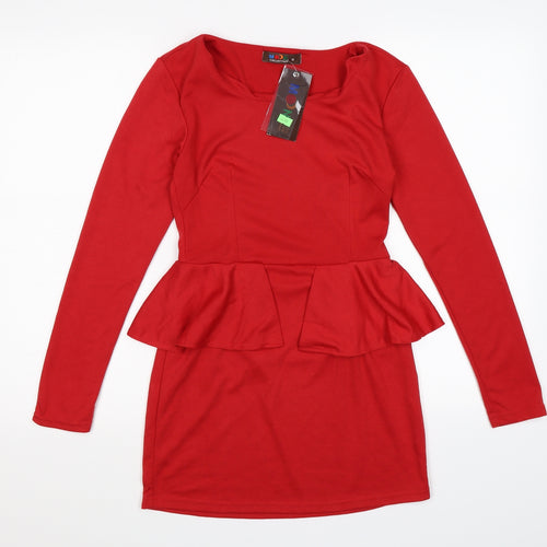 Moon Womens Red   Bodycon  Size M  - peplum