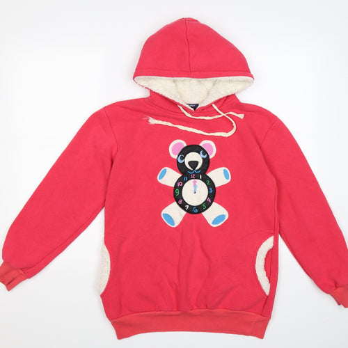 one jumper Womens Pink  Jersey Pullover Hoodie Size L  - teddy