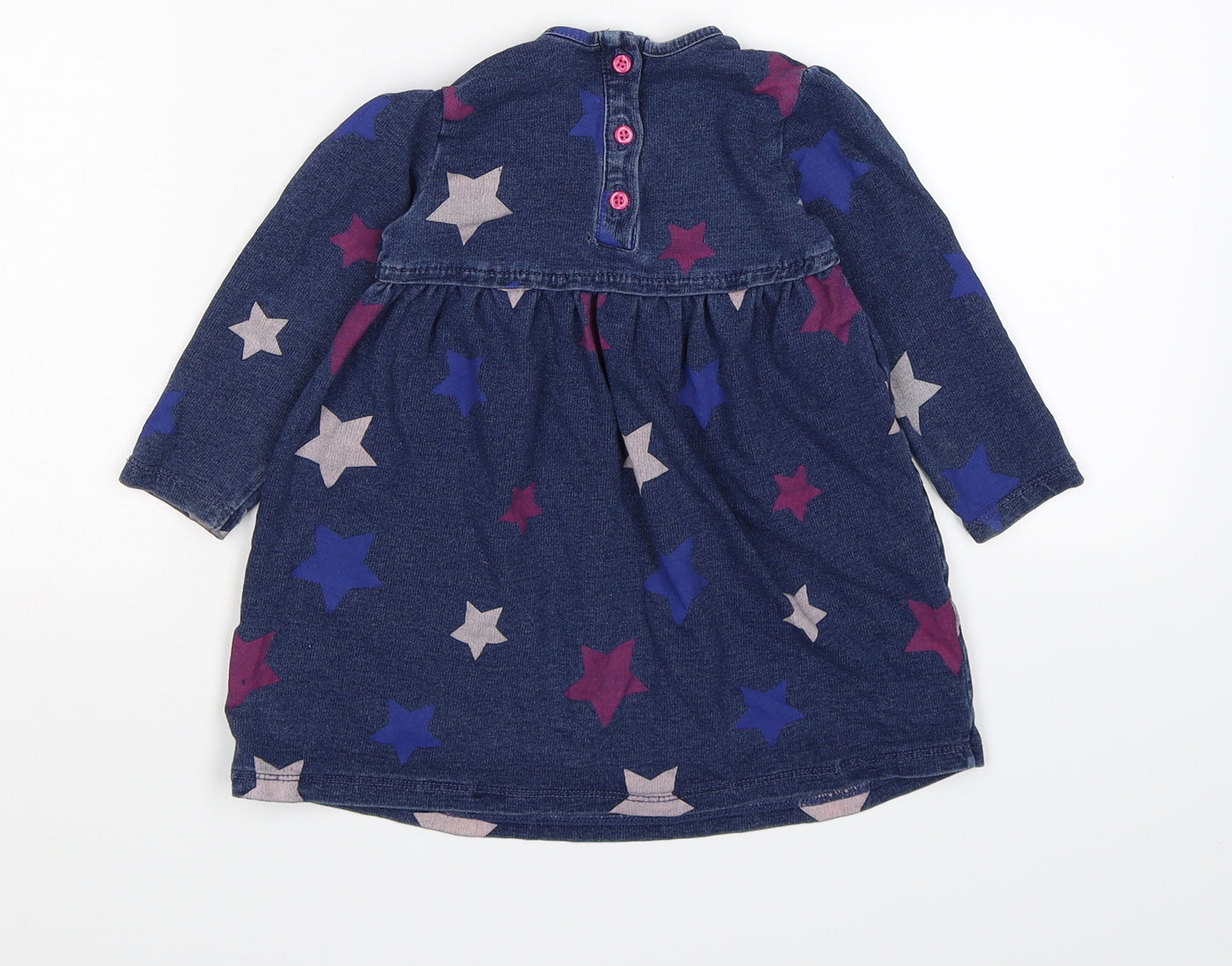 George Girls Blue Polka Dot Denim Jumper Dress  Size 12-18 Months  - stars