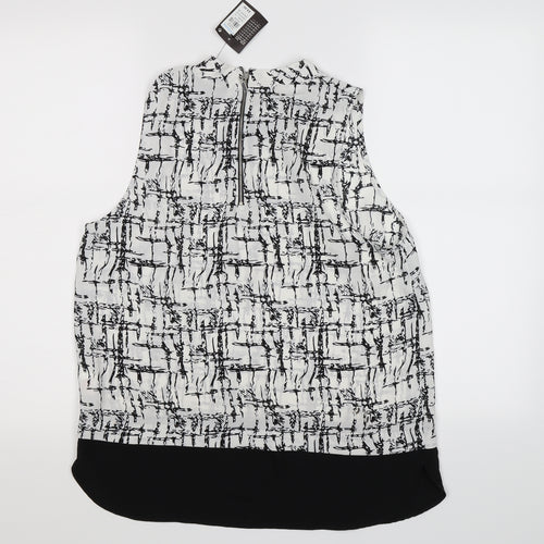 Atmosphere Womens White Geometric Chiffon Tunic Blouse Size 10