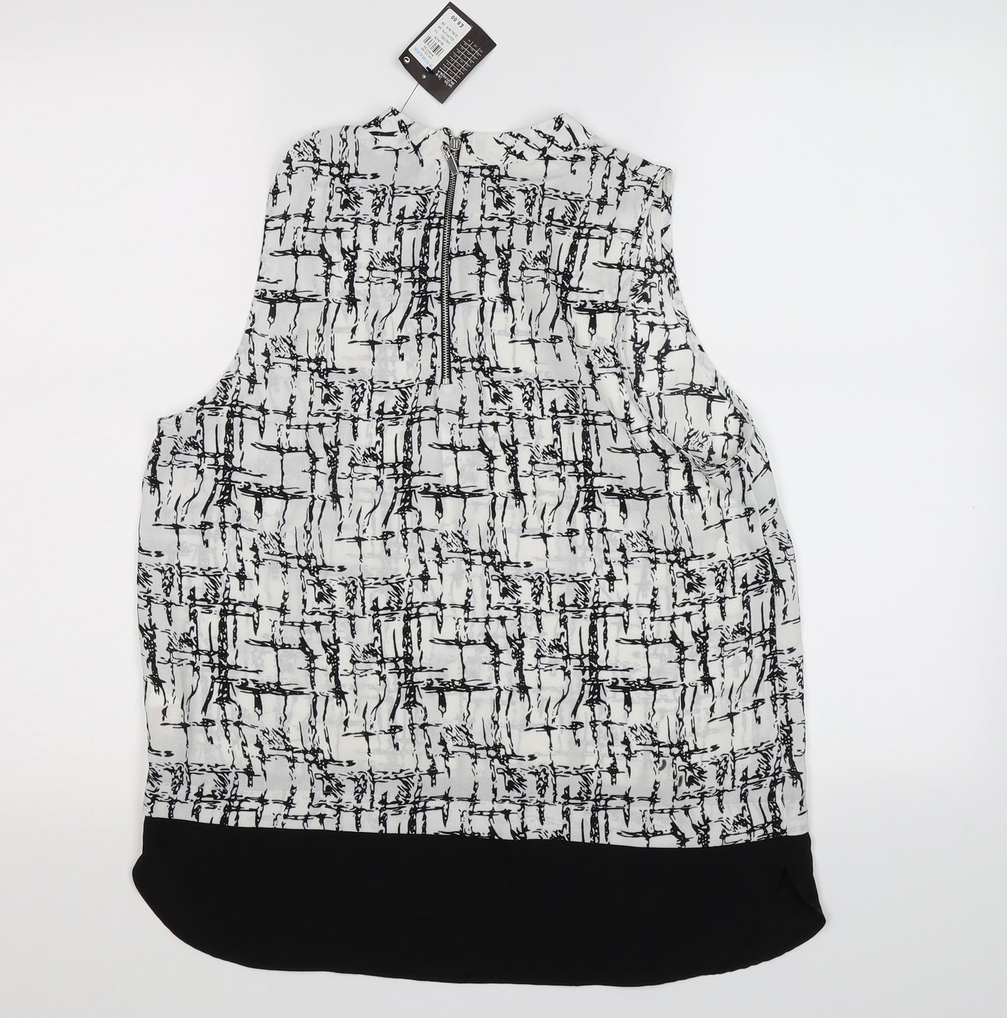 Atmosphere Womens White Geometric Chiffon Tunic Blouse Size 10