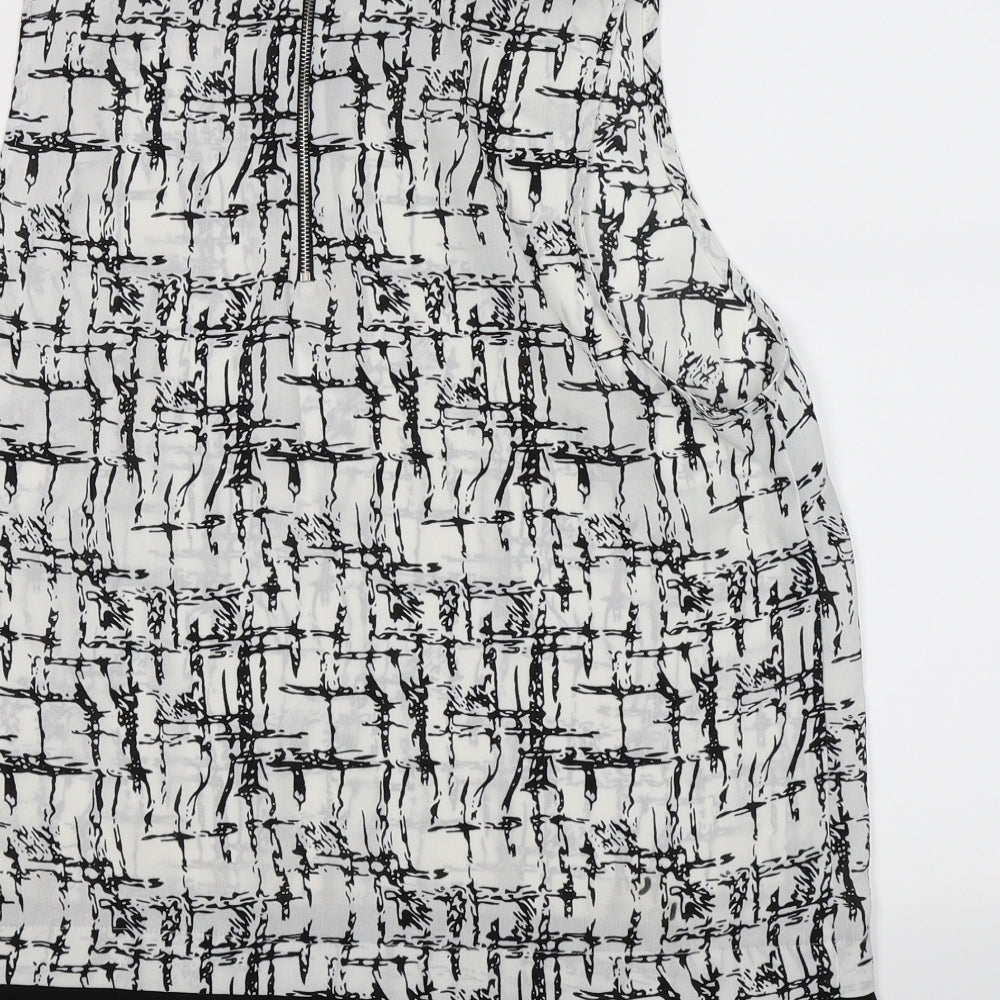 Atmosphere Womens White Geometric Chiffon Tunic Blouse Size 10