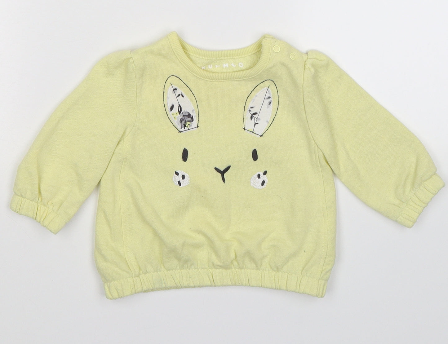 Nutmeg Girls Yellow   Pullover Jumper Size 3-6 Months  - bunny rabbit