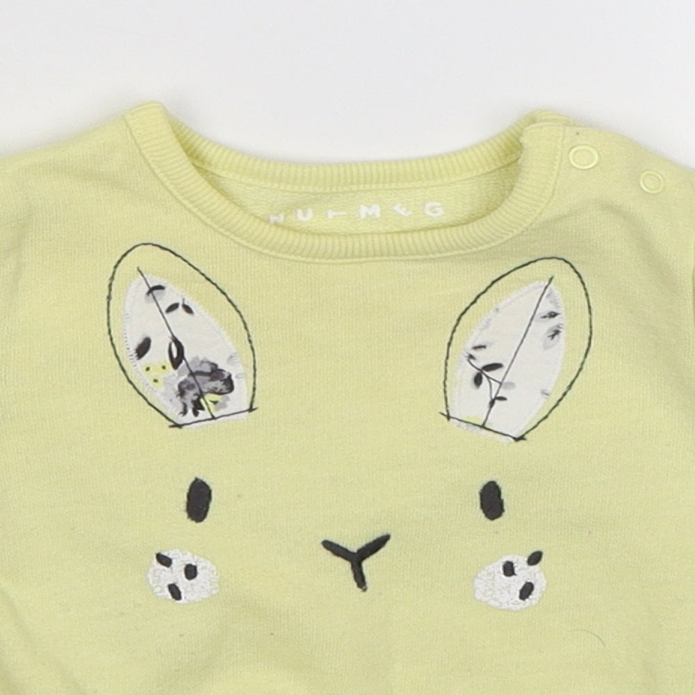 Nutmeg Girls Yellow   Pullover Jumper Size 3-6 Months  - bunny rabbit