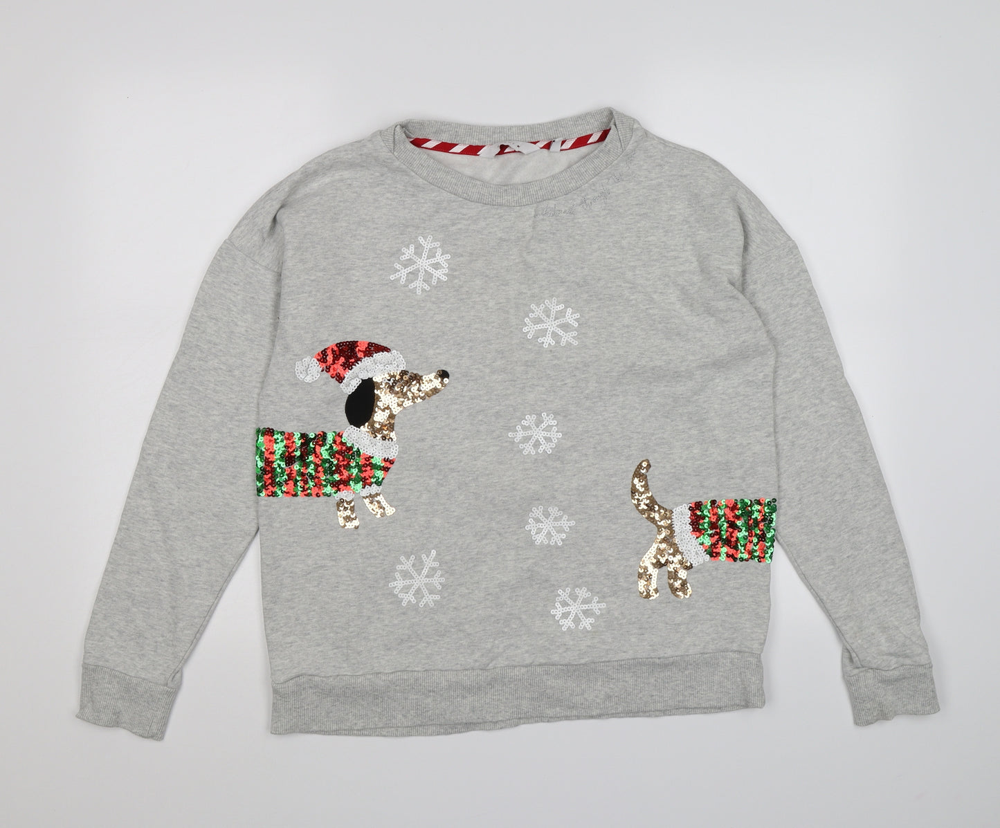 NEXT Womens Grey  Jersey Pullover Sweatshirt Size M  - christmas sausage dog