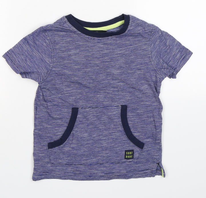George Boys Blue Striped  Basic T-Shirt Size 3-4 Years  - surf dude