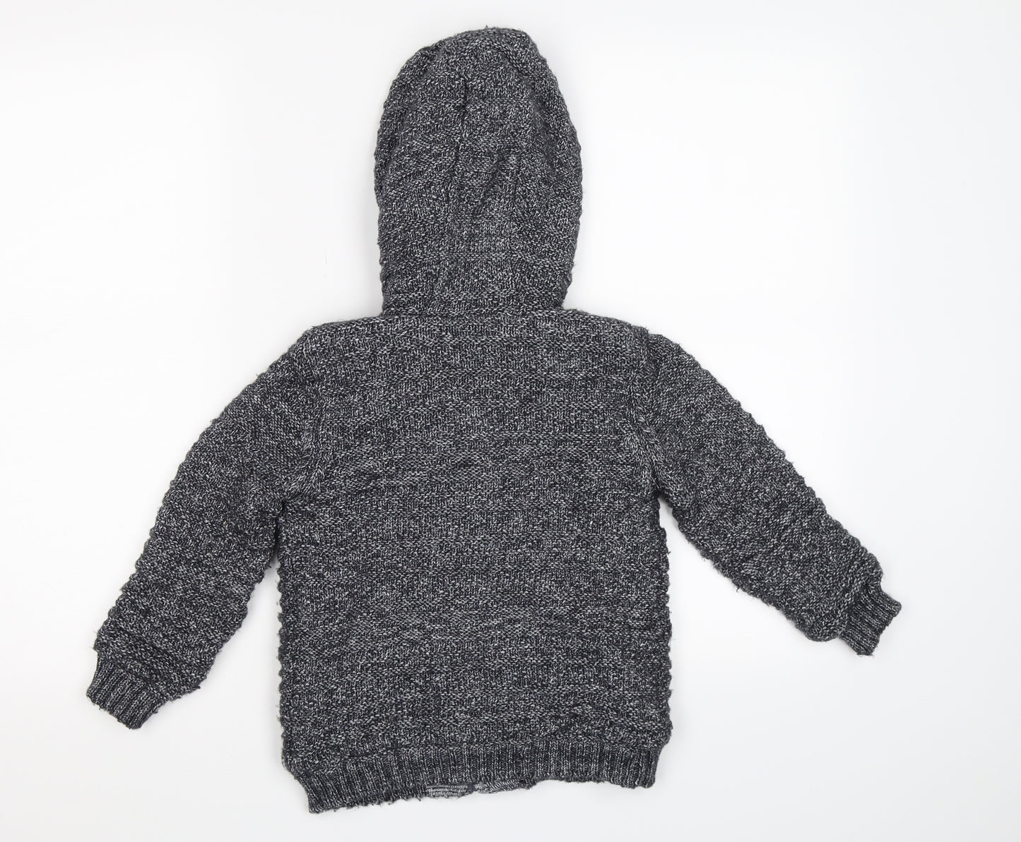 Nutmeg Boys Grey Striped Knit Jacket  Size 4-5 Years  - fleece lined