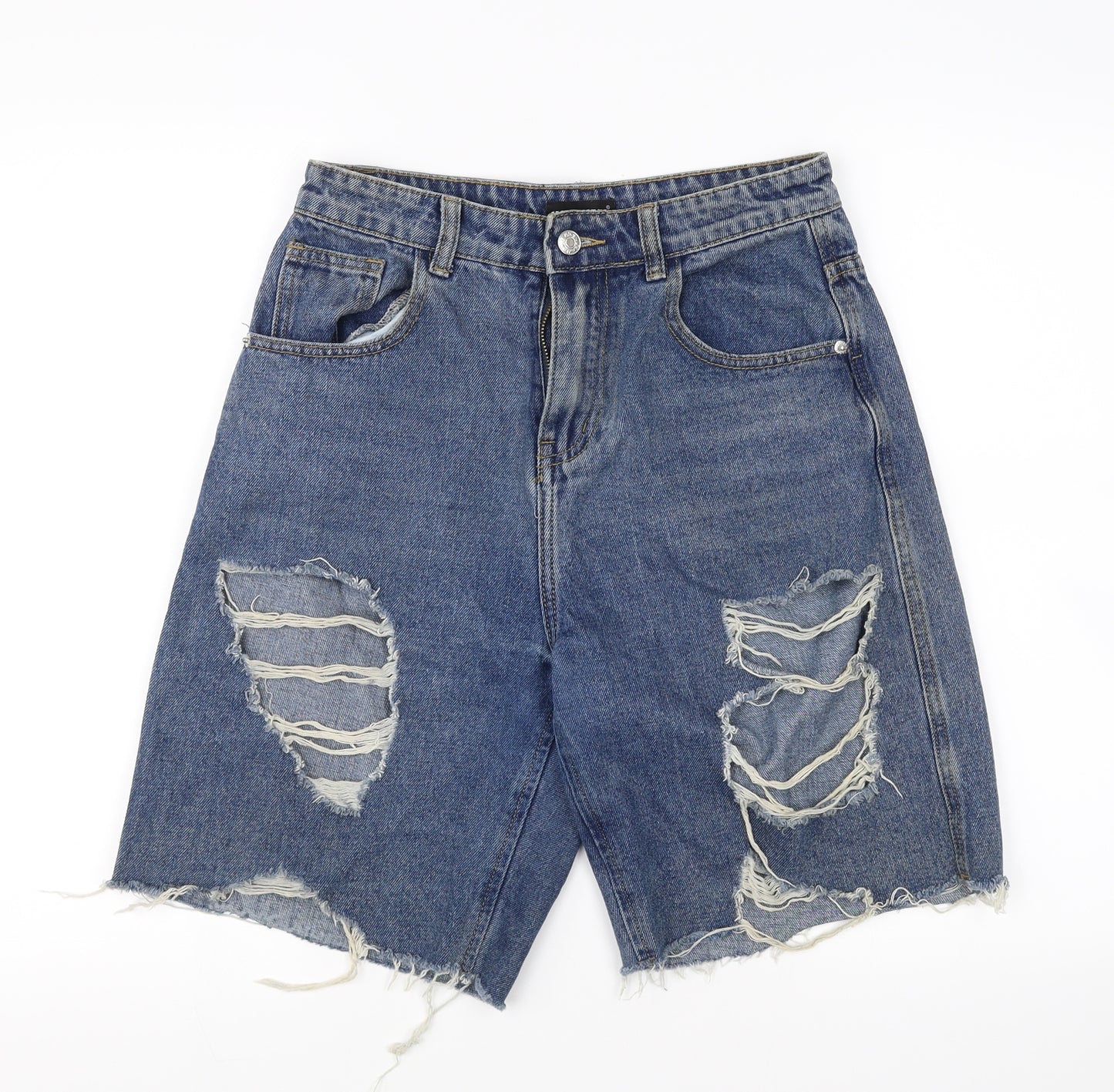 Momokrom Womens Blue  Ramie Cut-Off Shorts Size 8