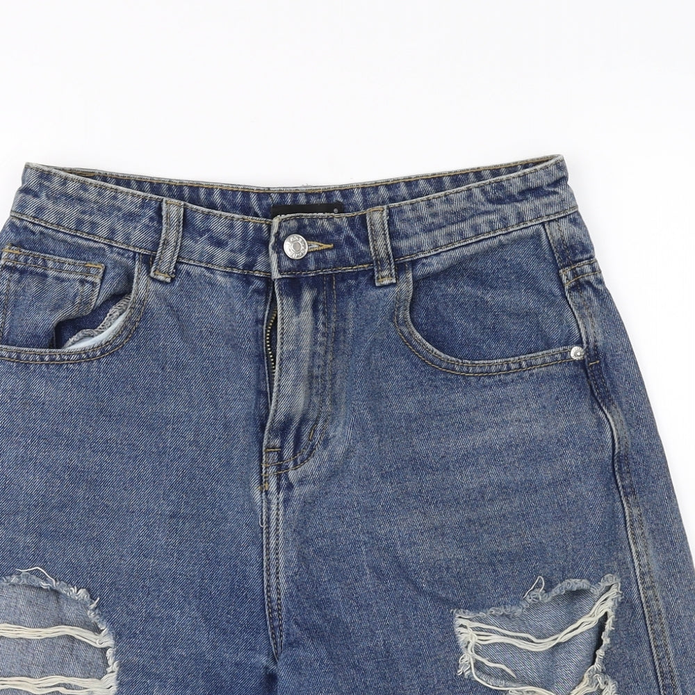 Momokrom Womens Blue  Ramie Cut-Off Shorts Size 8