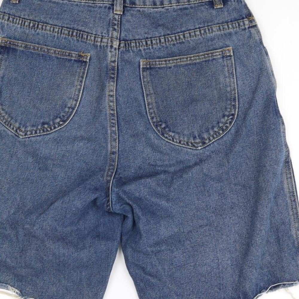 Momokrom Womens Blue  Ramie Cut-Off Shorts Size 8
